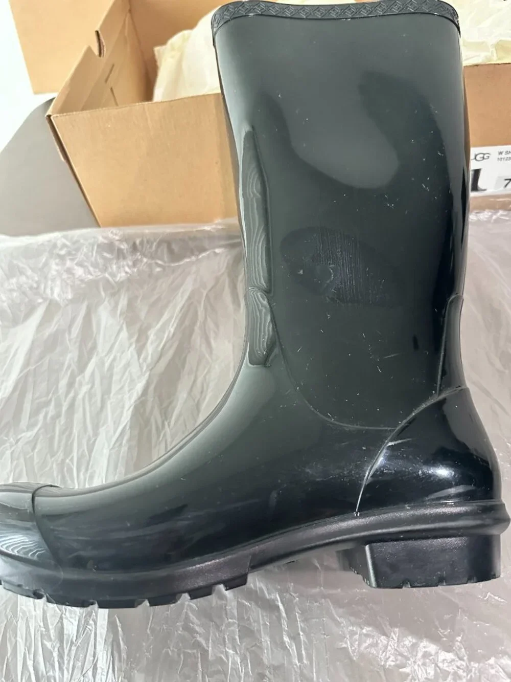 ☔🌈UGG Women Shaye Black High-gloss Finish Rain Boots